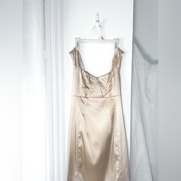 CALVIN KLEIN 🥂 Y2K cocktail satin mini metallic bronze dress L • XL - Picture 3 of 7